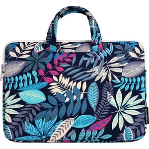 Digital Computer Home Canvasartısan H30-B01 Renkli Büyük Yaprak Desenli 15 Inç Fermuarlı Laptop Çantası Bilgisayar Dizüstü Taşıma Çantası Çanta-Mavi (Yurt Dışından)