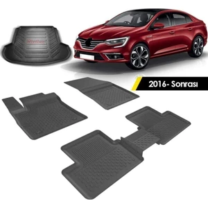 Renault Megane 4 Sedan 2016 Sonrası Sahler 4.5d Paspas Rizline 3D Bagaj Havuzu Set