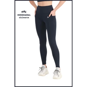 Miss Maral Kadın Lacivert Yüksek Bel Toparlayıcı Çift Cepli Spor Tayt Bilek Boy  Slim Fit Görünüm 1057