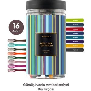 Antibakteriyel Diş Fırçası - Sert (Hard) KUNDAL Deep Clean Toothbrush Hard Type 16 (Set)