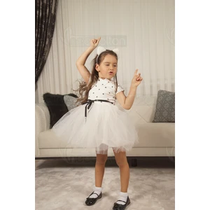 Kız Bebek Çocuk Prenses Kabarık Tütü  Kalpli Kısa Kol Esnek Likralı Pamuklu Elbise