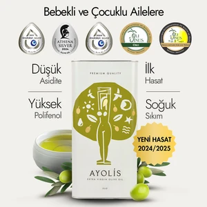 Premium Anne Bebek Çocuk Zeytinyağı 5 Lt Ödüllü Yüksek Polifenollü İlk Hasat Soğuk Sıkım Natürel Sızma Zeytinyağı