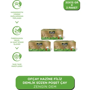 Hazine Zengindem Demlik Poşet Çay 30 x 15 gr x 3 Paket