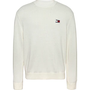 Tommy Jeans Bisiklet Yaka Regular Fit Nakışlı Krem Erkek Kazak DM0DM20706YBHTJM Reg Badge Sweater