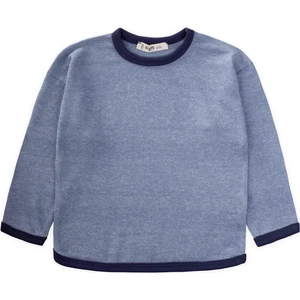 Kontrast Detaylı Kırçıllı Sweatshirt 1-5 Yaş Indigo Mavi