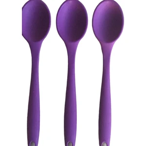 Pink Rose Bybirgül Büyük Boy Yanmaz Yapışmaz Silikon 3lü Kaşık Spatula Set ,mor Renk3 Adet