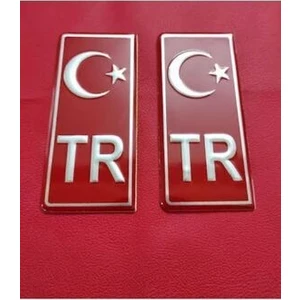 Tr Yazılı ve Ayyıldızlı Alüminyum Kabartmalı Plaka Pulu 2 Adet