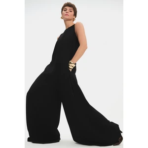 NG Style Kadın Bisiklet Yaka Kolsuz Dökümlü Tulum