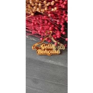 Hoby Shop Pleksi Gelin Bohçası Yazısı Bohça Süsü Gold 5 Adet