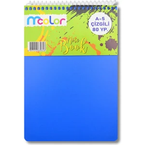 A5 80 Yaprak Plastik Kapak Üstten Spiralli Bloknot Çizgili