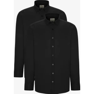 Altınyıldız Classics 2'li Pamuklu Kolay Ütülenebliir Slim Fit Dar Kesim Düğmeli Yaka Oxford Gömlek Paketi