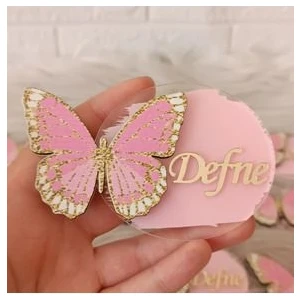 10 Adet Kelebek Figürlü Pleksi Yenidoğan Doğum Günü Magnet