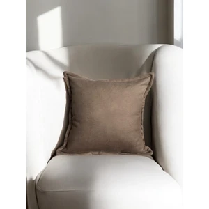 Doryan Home Tokyo Suni Nubuk Deri Kahve Kenar Detaylı Kare Dekoratif Kırlent Kılıfı 45x45