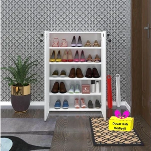 Kenz Life Kenzlife Ayakkabılık Ayakkabı Dolabı Kilitli Be Real Byz 100*70*32 Kapaklı Arkalıklı Ofis Dolabı + Tekli Duvar Rafı Hediyeli