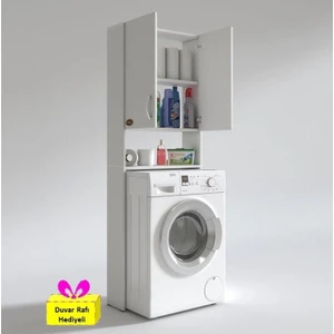 Kenzlife çamaşır makinesi dolabı veronika byz 180*066*20 banyo çift arkalıksız + tekli duvar rafı hediyeli