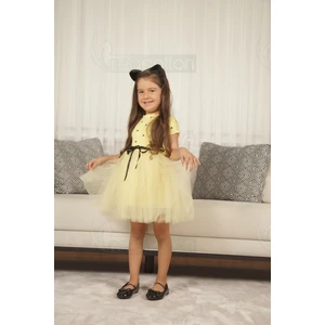 Kız Bebek Çocuk Prenses Kabarık Tütü  Kalpli Kısa Kol Esnek Likralı Pamuklu Elbise