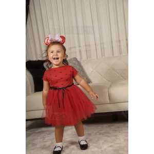 Kız Bebek Çocuk Prenses Kabarık Tütü  Kalpli Kısa Kol Esnek Likralı Pamuklu Elbise