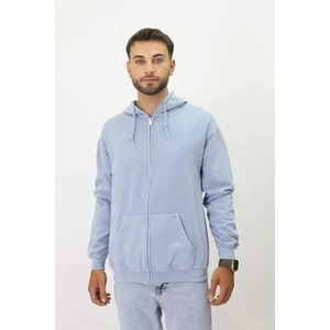 Eskitme Desenli Unisex Fermuarlı Kapüşonlu Sweatshirt
