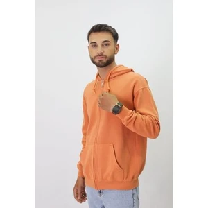 Eskitme Desenli Unisex Fermuarlı Kapüşonlu Sweatshirt