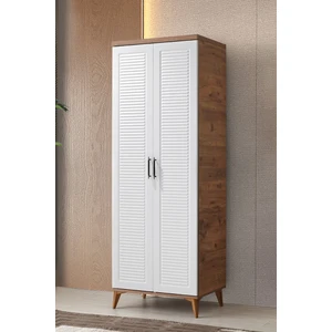 Ücretsiz Montaj - %100 MDF Paris 2 Kapaklı Atlantik Çam Beyaz Gardırop - MDF Dolap - Elbise Dolabı
