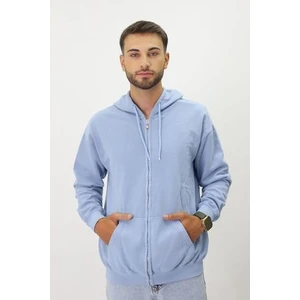 Eskitme Desenli Unisex Fermuarlı Kapüşonlu Sweatshirt