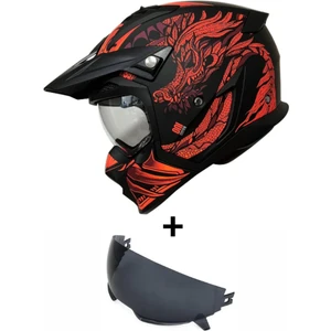 Hunter Sv Onı B5 Matt Red Çift Vizörlü Çene Çıkabilen Model