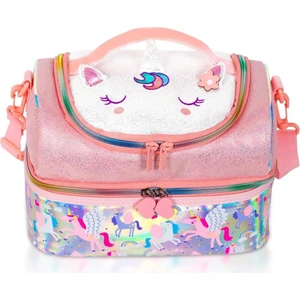 Beslenme Çantası Çift Katlı Pembe Unicorn