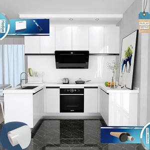 Kendinden Yapışkanlı Parlak Beyaz Mutfak Dolap Mobilya Kaplama Folyosu