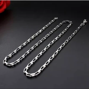 Dikdörtgen Çelik Gümüş Renk Ünisex Kolye