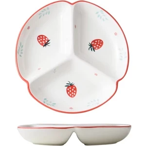 3 Bölmeli Porselen Tabak - Çilek