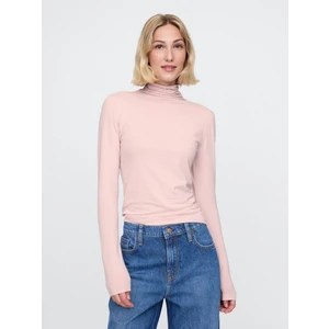 Kadın Açık Pembe Modal Karışımlı Balıkçı Yaka T-Shirt