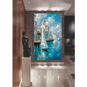 Tosbart Soyut Manzara Deniz Yelkenli Duvar Kanvas Tablo Tablosu