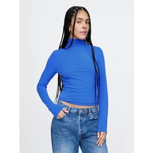 Kadın Mavi Modal Karışımlı Balıkçı Yaka T-Shirt