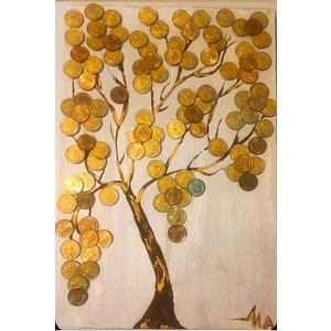 Tosbart Altın Ağaç Bolluk Bereket Tablosu