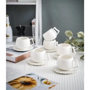 Kitchen Pembelia 6 Kişilik Papatya Kahve Fincan Seti Fincan Takımı 90 ml