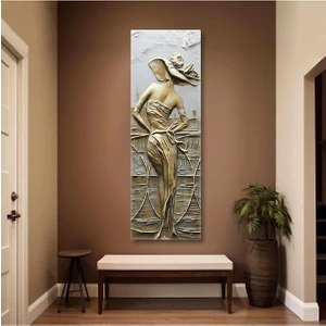 Tosbart Balkondan Şehre Bakan Model Dekoratif Dikey Panaromik Kanvas Tablo