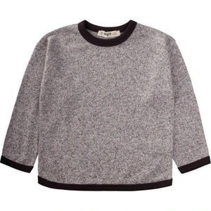 Kontrast Detaylı Kırçıllı Sweatshirt 1-5 Yaş Gri