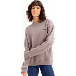 Bisiklet Yaka Nakışlı Şardonlu Içi Polarlı Gri Kadın Sweatshirt - Rigil