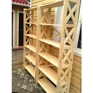 Ikili Masif Çam/ladin Ahşap Kitaplık