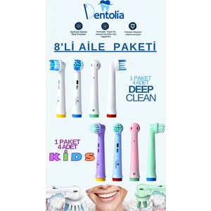 Oral-B Uyumlu Aile Boyu Diş Fırçası Yedek Başlığı 8 Adet Yetişkin Ve Çocuk