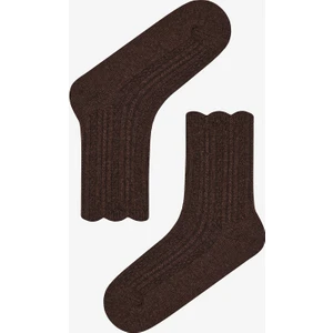 Ruffle Jacquard Açık Kahverengi Soket Çorap