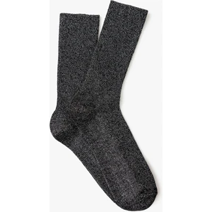 Soket Çorap Metalik Dokulu Simli