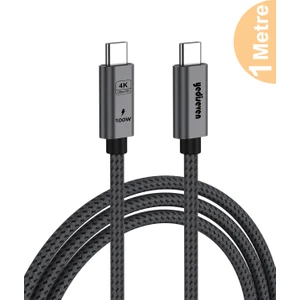 Type C To USB 3.2 Gen2 Görüntü Aktarma Kablosu 100Watt Hızlı Şarj 4K 20GBPS Gri 1 Metre