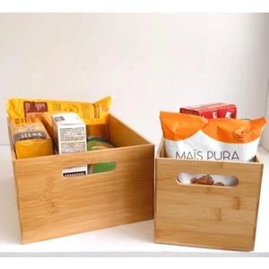 Bambu 2 Li Organizer,bambu Düzenleyici Ekmek Sepeti Meyvelik