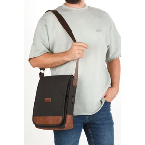 Newish Polo 2191 Dik Siyah Kanvas Kumaş Postacı Erkek Çantası