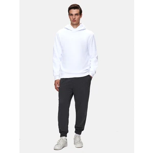 Sloganlı Kapüşonlu Fermuarsız Regular Fit Beyaz Sweatshırt