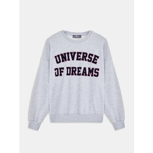 Sloganlı Relaxed Fit Gri Sweatshırt