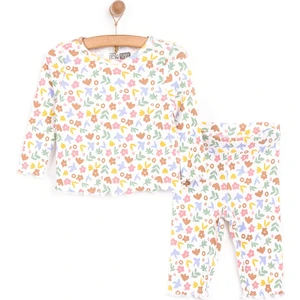 Kız Çiçek Desenli Uzun Kol Pijama Takımı