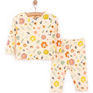 Kız Çiçek Desenli Uzun Kol Pijama Takımı