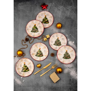 Yılbaşı 6'lı Pasta Tabağı 19 cm